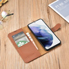 iCarer Haitang Leather Wallet Case for Samsung Galaxy S22+ (S22 Plus) genuine leather cover brown (AKSM05BN)