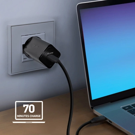 SBS TETRGAN1C45W 45W GaN USB-C Wall Charger with Power Delivery - Black