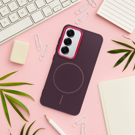 Futerał FRAME MAG COVER kompatybilny z MagSafe do SAMSUNG S25 fioletowy