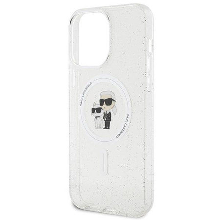 Karl Lagerfeld Karl&amp;Choupette Glitter MagSafe Hülle für iPhone 15 Pro Max – transparent