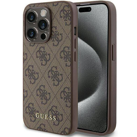 Guess 4G Metal Gold Logo case for iPhone 15 Pro - brown