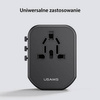 USAMS Ład. siec. 2xUSB T59 20W adapter 4w1 US/AU/EU/UK czarny/black CC179TC01 (US-CC179) Univesal Travel Charger