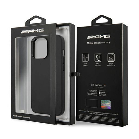AMG AMHCP14XDOLBK iPhone 14 Pro Max 6.7 "black / black hardcase Leather Hot Stamped