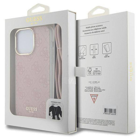 Etui Guess Crossbody Cord 4G Print na iPhone 15 Pro Max - różowe