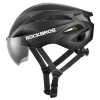 Kask rowerowy Rockbros z szybką, odpinane okulary z ochroną UV, unisex - czarny
