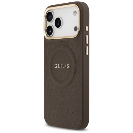 Guess Peony Hot Stamp MagSafe Case for iPhone 17 Pro Max - Brown