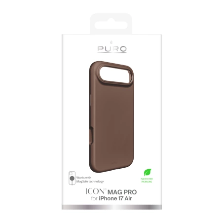 Etui silikonowe Pure Icon Mag Pro Liquid Silicone na iPhone 17 Air kompatybilne z MagSafe, z ochroną aparatu i aluminiowymi przyciskami - brązowe