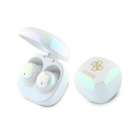 Guess 4G Printed Logo - Słuchawki Bluetooth TWS + etui ładujące (biały)