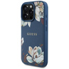 Case IPHONE 16 PRO MAX Guess Grained Printed Flower Pattern MagSafe blue