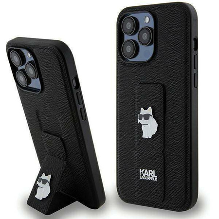 Karl Lagerfeld nakładka do iPhone 13 Pro Max 6,7&quot; KLHCP13XGSACHPK HC GRIPSTAND SAFFIANO CHOUPETTE PINS czarna