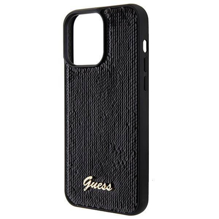 Guess Sequin Script Metal case for iPhone 15 Pro - black