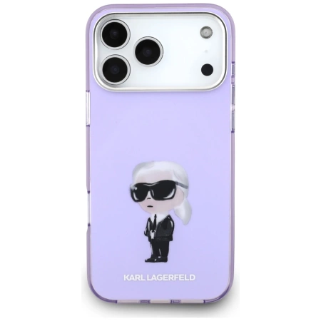 Etui Karl Lagerfeld IML Aquarelle Karl & Choupette & Logo MagSafe na iPhone 17 Pro Max - fioletowe