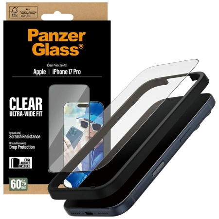 PanzerGlass Ultra-Wide Fit EasyAligner Tempered Glass for iPhone 17 Pro