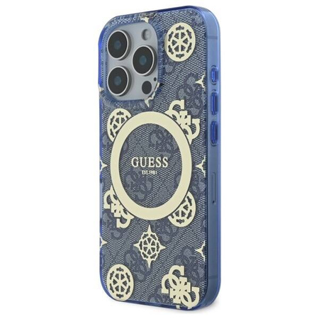 Original Case IPHONE 16 PRO Guess Hardcase IML Peony On 4G Background MagSafe (GUHMP16LH4PYEEB) blue