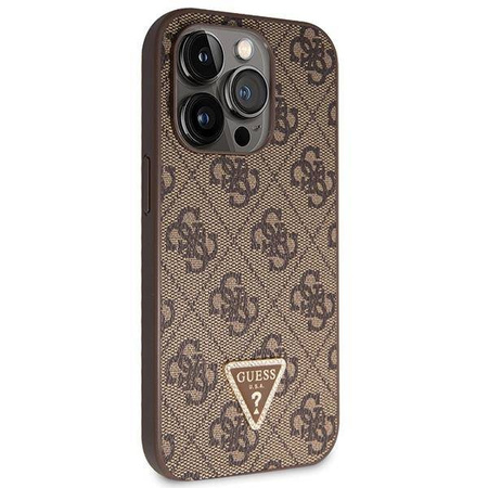 Original Case IPHONE 14 PRO Guess Hardcase Crossbody 4G Metal Logo (GUHCP14LP4TDSCPW) brown