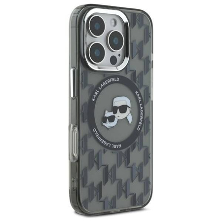 Karl Lagerfeld nakładka do iPhone 16 Pro 6,3" KLHMP16LHMCKMHK czarna Hardcase IML Monogram Karl&Choupette Head MagSafe