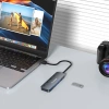 USB-A Hub Wozinsky WHS080YSS 4 x USB-A 3.0 mit einzelnen Schaltern, Aluminium, mit 30 cm Kabel - grau