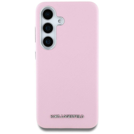 Original Handyhülle SAMSUNG GALAXY S25+ Karl Lagerfeld Saffiano Full Wrapped Elongated Metal Logo MagSafe rosa