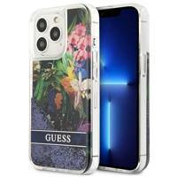 Guess GUHCP13LLFLSB iPhone 13 Pro / 13 6.1 "blau / blaues Hardcase Flower Liquid Glitter