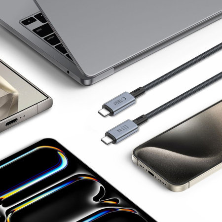 Kabel Tech-Protect UltraBoost Max USB-C 4.0 / USB-C 4.0 PD 240W 8K 40Gbps 1m - szary