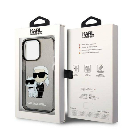 Karl Lagerfeld IML Glitter NFT Karl & Choupette - Etui iPhone 14 Pro (czarny)
