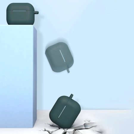 Hülle für AirPods 3 Silikon Softcase für Kopfhörer + Schlüsselanhänger Karabinerverschluss Anhänger schwarz (Hülle D)