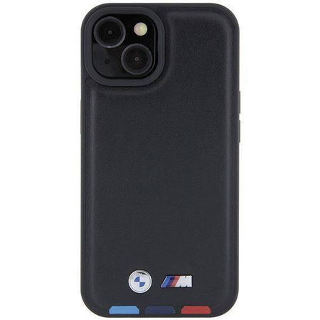 BMW BMHCP15S22PTDK iPhone 15 6,1" schwarz/schwarzer Lederstempel Tricolor