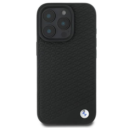 Original Case IPHONE 16 PRO MAX BMW Hardcase Signature Leather Diamond Metal Logo MagSafe (BMHMP16X23RDDK) black