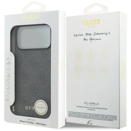 Etui Guess 4G Charms Collection MagSafe na iPhone 17 Pro Max - czarne