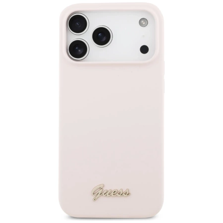 Guess Silikon Script Metal Logo MagSafe Case für iPhone 17 Pro Max - Pink