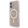 Original Handyhülle IPHONE 16 Guess Hardcase IML 4G MagSafe (GUHMP16SH4STP) rosa
