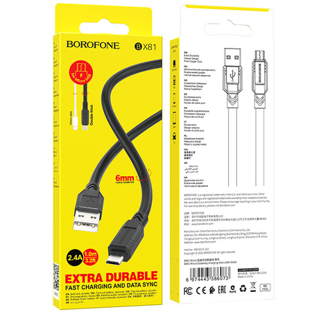 Borofone Kabel BX81 Goodway - USB na Micro USB - 2,4A 1 metr czarny