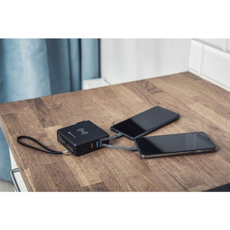 Forcell Wielofunkcyjna Ładowarka 5w1 20W PD z kablem typ C/lightning, power bankiem 10000mAh i ład. bezprzew. 15W