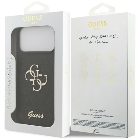 Etui Guess Fixed Glitter Big 4G na iPhone 17 Pro Max - czarne