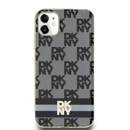 DKNY DKHMN61HCPTSK iPhone 11 / Xr 6.1" czarny/black hardcase IML Checkered Mono Pattern & Printed Stripes MagSafe