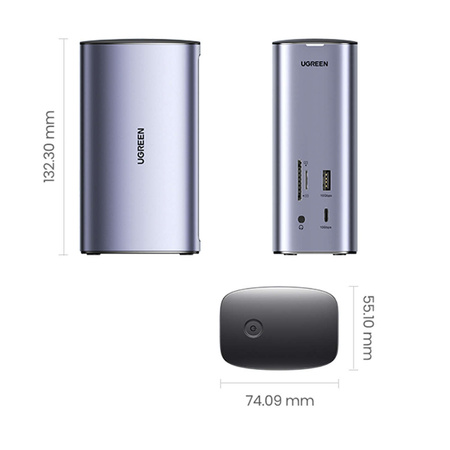 Ugreen Multifunktions-HUB 12in1 USB C USB HDMI DP RJ45 AUX SD TF grau (CM555)
