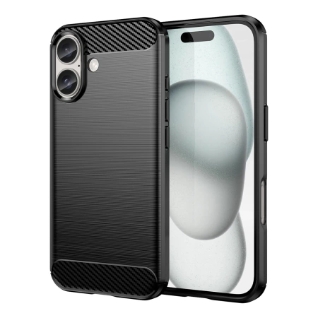 Carbon Case Silikonhülle für iPhone 16 - Schwarz