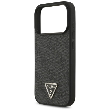 Guess Leather 4G Triangle Strass MagSafe Case für iPhone 17 Pro - Schwarz