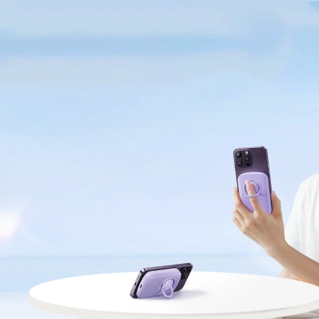 Kabellose Powerbank 6000 mAh Joyroom JR-W030 20 W MagSafe mit Ring und Ständer – Lila