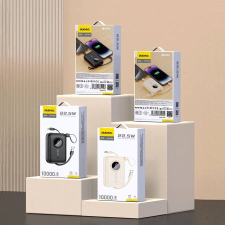 Dudao K14 10000mAh power bank with USB-C / Lightning cables - black