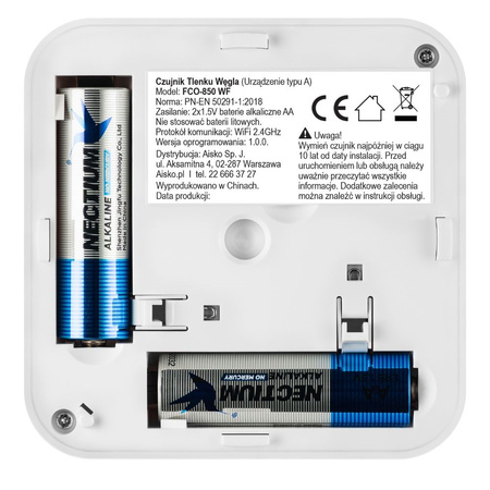 Czujnik tlenku węgla Firesco FCO-850 WF Wi-Fi Tuya Smart Life