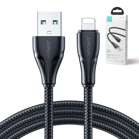 Joyroom cable USB - Lightning 2.4A Surpass Series 3 m black (S-UL012A11)
