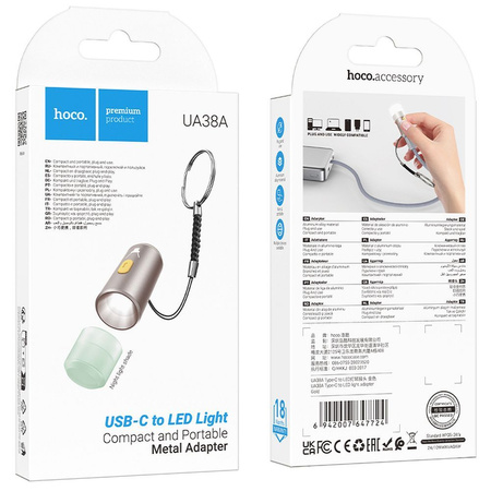 HOCO adapter Typ C do LED light UA38A złoty