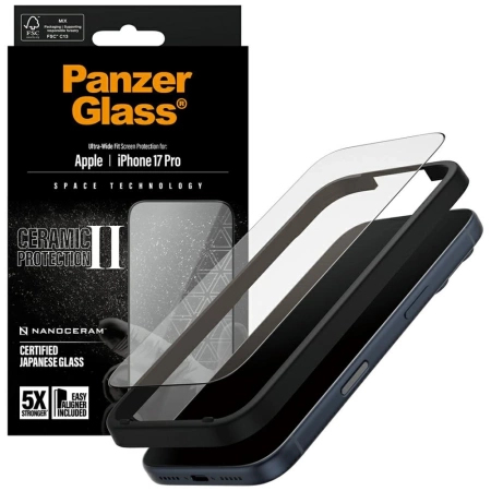 PanzerGlass Ceramic II Ultra-Wide Fit EasyAligner für iPhone 17 Pro