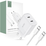 Wall Charger PD 20W 2x USB-C + Cable USB-C - USB-C Tech-Protect C20W white