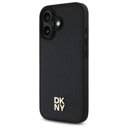 Original Handyhülle IPHONE 16 DKNY Hardcase Repeat Pattern Stack Logo MagSafe (DKHMP16SPSHRPSK) schwarz