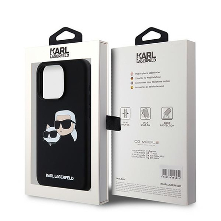 Oryginalne Etui KARL LAGERFELD Silicone Karl & Choupette MagSafe KLHMP15XSKCHPPLK do Iphone 15 Pro Max Czarny