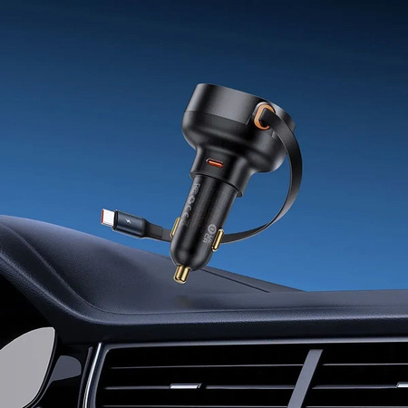 Baseus Enjoyment Pro USB-C (female) / USB-C (male) 60W car charger - black