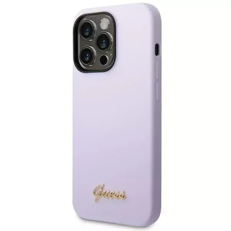 Guess Silicone Vintage - Etui iPhone 14 Pro (fioletowy)