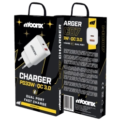 MOONX Netz-Ladegerät MC07 PD 33W 1xUSB-C + 1xUSB QC3.0 weiss